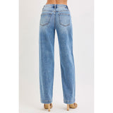 Back view of model wearing High Rise Wide Baggy Jeans with relaxed fit and wide‑leg shape.