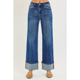 Risen Women's High Rise Turn Up Jean