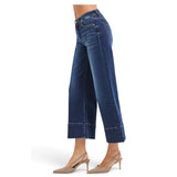 Risen Mid Rise Tummy Control Pintuck Cropped Wide Leg Jeans Side View