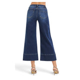 Risen Mid Rise Tummy Control Pintuck Cropped Wide Leg Jeans Back View