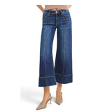 Risen Mid Rise Tummy Control Pintuck Cropped Wide Leg Jeans Front View