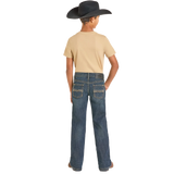 Boys boot cut jeans with step stitching on back pockets 