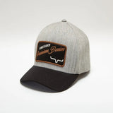 Kimes Ranch Premium Denim Hat with a structured crown, curved bill, adjustable snapback closure, denim construction, and embroidered logo patch.