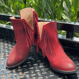 Corral Red Stud and Fringe Bootie