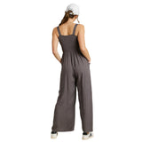 Women's Ash Color Smocked Tank Jumpsuit