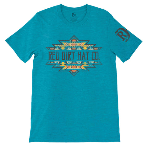 Red Dirt Unisex Turquoise Aztec Logo Tee