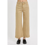 Latte Color Cropped High Rise Jeans