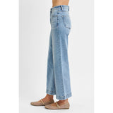 High Rise Crop Wide Leg Jeans Side View