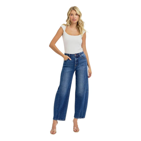 Risen Jeans - High-Rise Barrel Leg Jeans