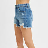Risen Women's High Rise Distressed Shorts