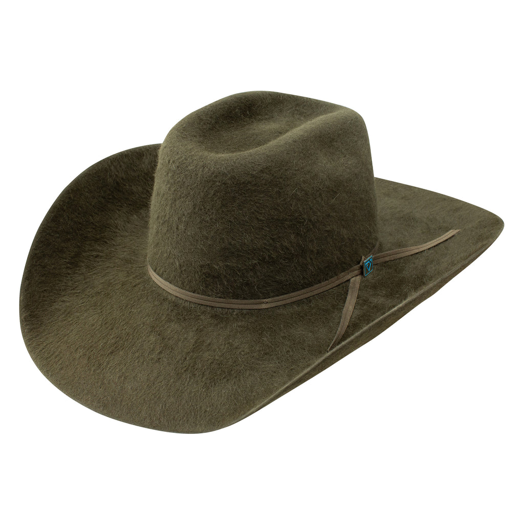 Dark green grizzly fur felt cowboy hat.