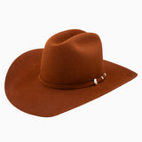 Rust-orange colored felt cowboy hat.