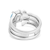 Top view of the Montana Silversmiths Skyline Turquoise Stack Ring Set showing stacked silver‑tone bands and vibrant turquoise accents.