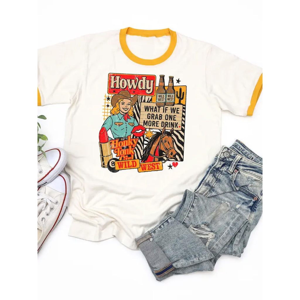 Western Cowgirl One More Drink Graphic Tee