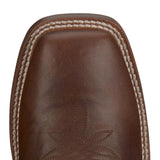 Blue and Brown Square Toe Boot- Toe View