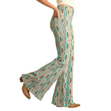 Rock & Roll Cowgirl Turquoise Aztec Stripe Bell Bottoms