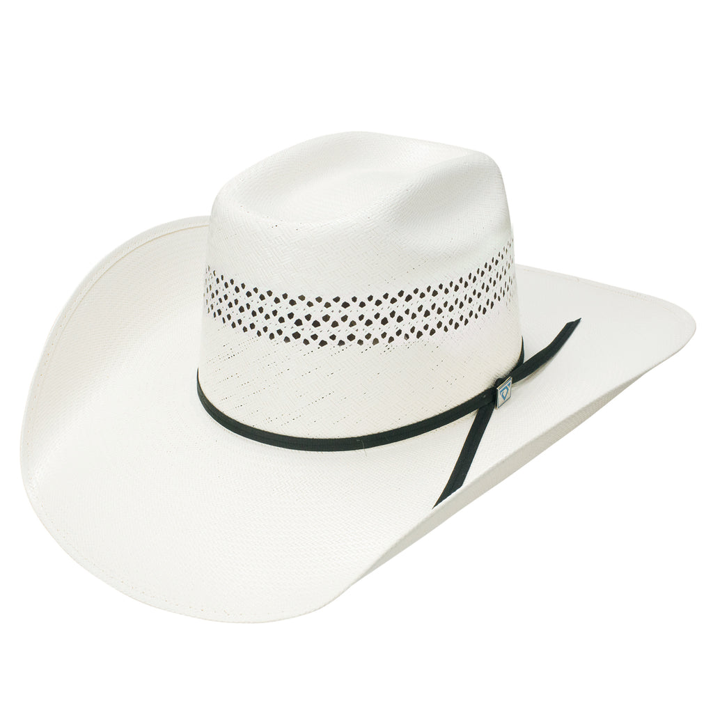 Natural Straw with 4 1/2 ' Medium Brick Crown, 4 1/4" Medium Shovel Brim and Black Hatband 