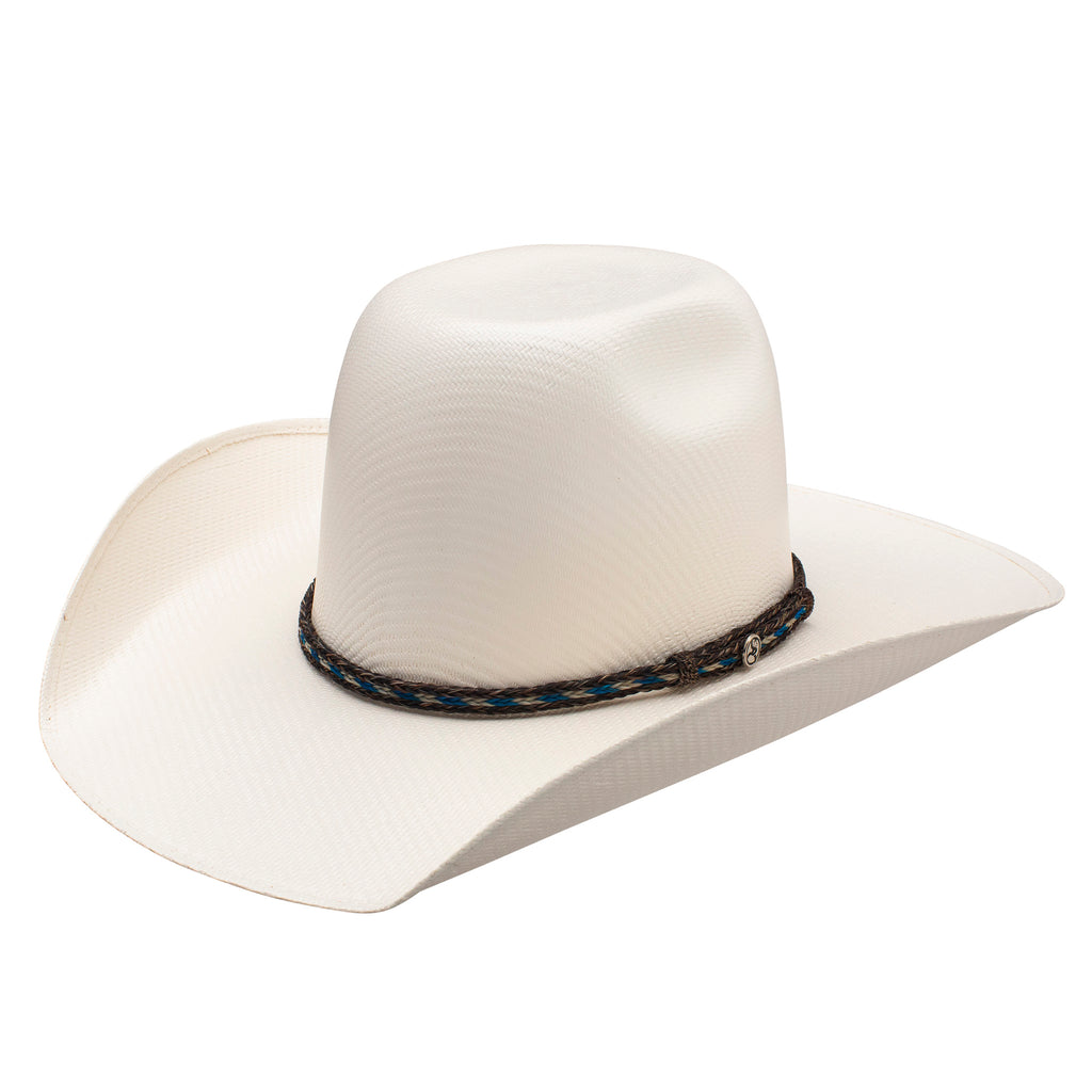 Natural Straw Hat with a Brick Crown, Medium Curved Brim and Hatband