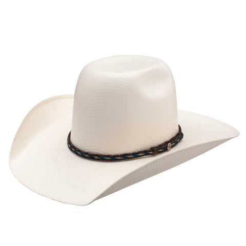 Natural Straw Hat with a Brick Crown, Medium Curved Brim and Hatband