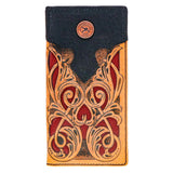 Hooey Tooled Red Inlay Wallet
