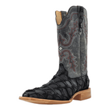 Black Pirarucu Square Toe Boots