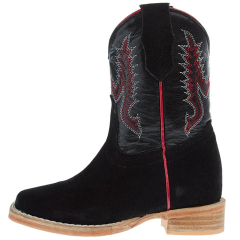 Kids’ Roughout Wide Square Toe Boots with Red Piping