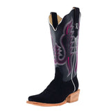 Black Boots with Purple/Pink Shaft Boot Stitching 