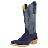Square Toe Boot - Roughout Vamp Dark Blue - Blue Shaft Boot