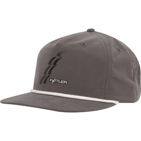 grey rattler cap with white rope band.