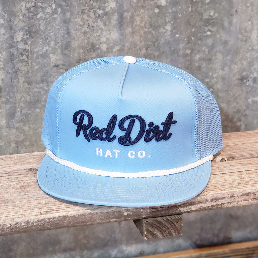 red dirt baby blue cap with white rope 