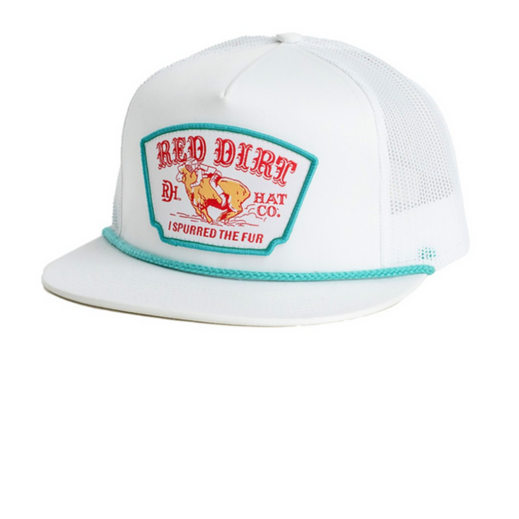 Your White with White messing, snapback, turquoise rope 