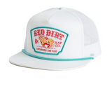 Your White with White messing, snapback, turquoise rope 