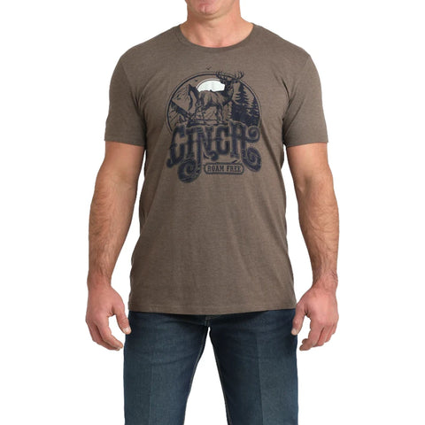 Cinch Men's Brown Roam Free Buck Graphic Tee