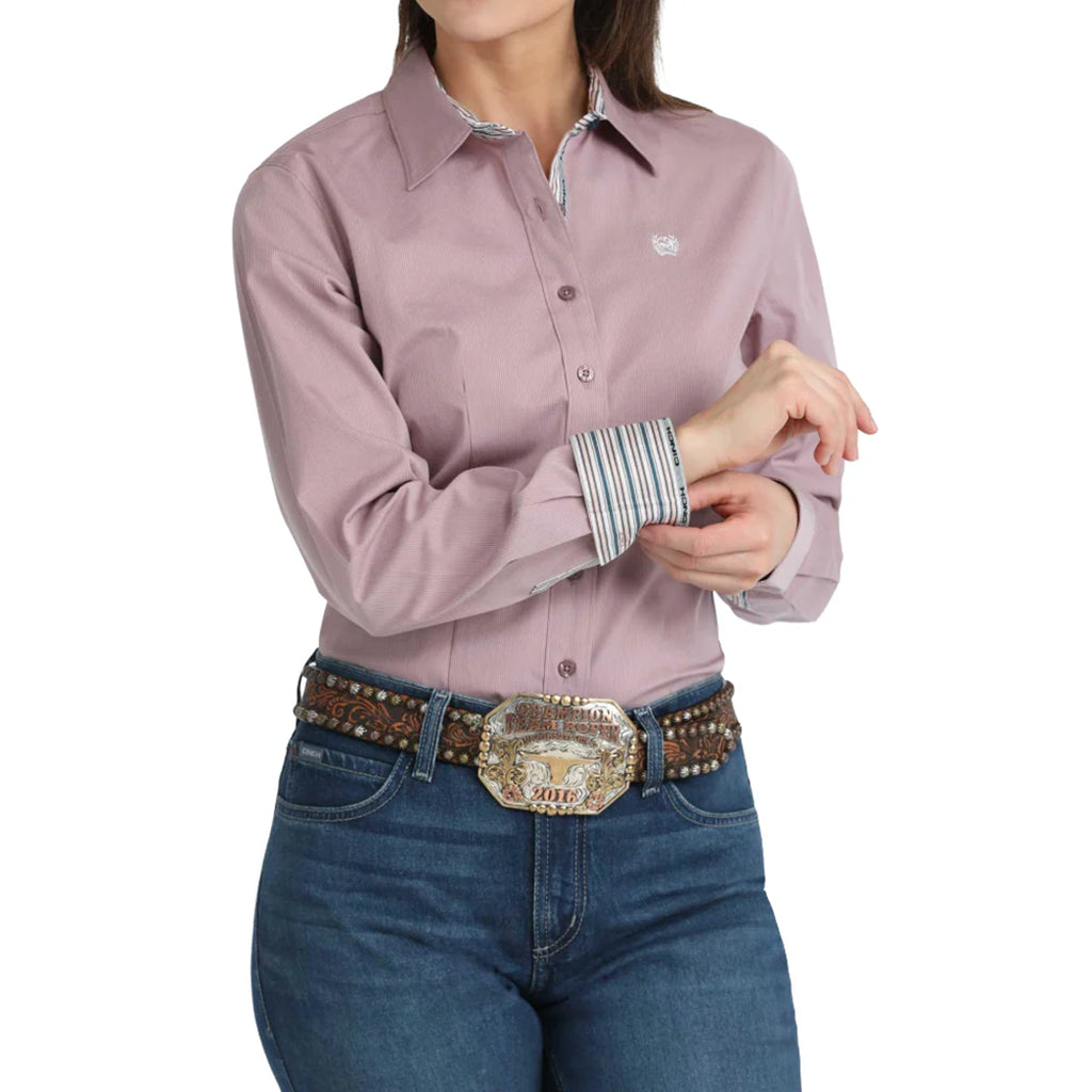 Cinch Lilac Pin Stripe Long Sleeve Shirt