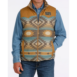 Reverse side of canvas vest, pockets, and patch on left side 