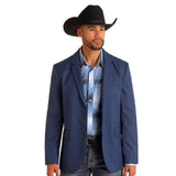 Navy Plaid Sports Coat. Front View.