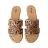 Top side view of both Myra sandals. 