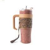 Myra Bags Wide Wyoming Tooled Rose Tumbler
