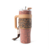 Myra Bags Wide Wyoming Tooled Rose Tumbler