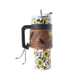 Myra Bags Wide Wyoming Sunflower Cow Print Tumbler