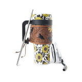 Myra Bags Wide Wyoming Sunflower Cow Print Tumbler
