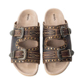 Myra Brown Studded Double Strap Sandal