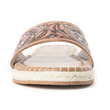 leather sandals with hand tooled flowers & leaves