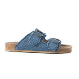 Blue Ridge Denim Sandals in Dusty Indigo by Myra Bags Outside View