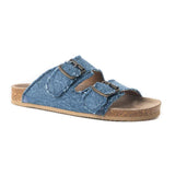 Blue Ridge Denim Sandals in Dusty Indigo by Myra Bags Angle View