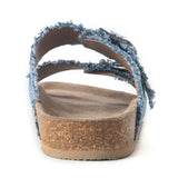 Blue Ridge Denim Sandals in Dusty Indigo by Myra Bags Heel VIew