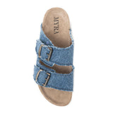 Blue Ridge Denim Sandals in Dusty Indigo by Myra Bags Top View