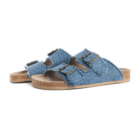 Blue Ridge Denim Sandals in Dusty Indigo by Myra Bags Pair