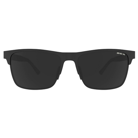 Bex Rockyt Lite Sunglasses. They have a black frame and gray tinted lenses.