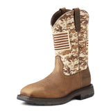 Camo-Printed Textile Shaft with Flag Patch Boot